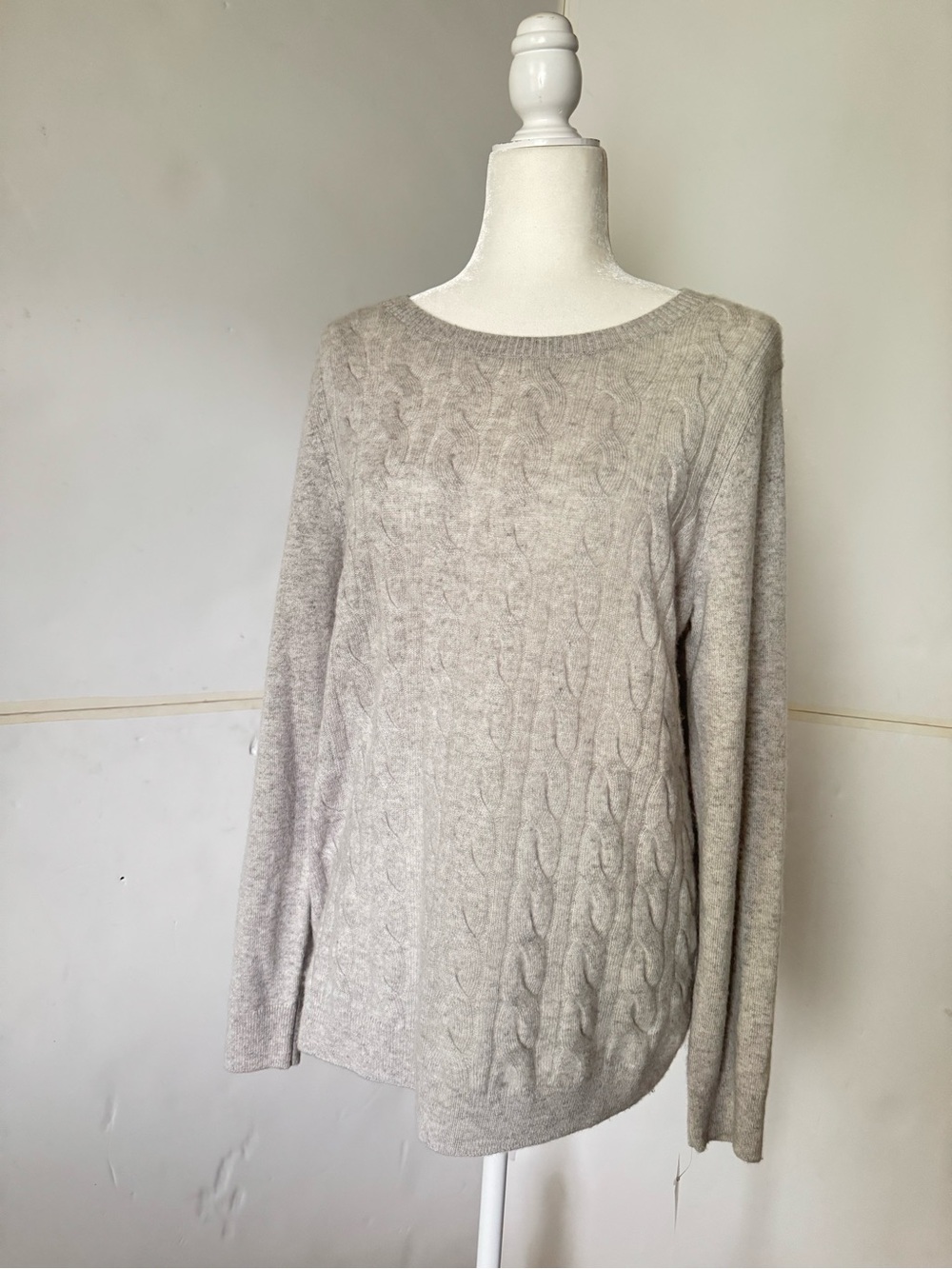 Talbots Light Taupe Cashmere Crewneck Sweater